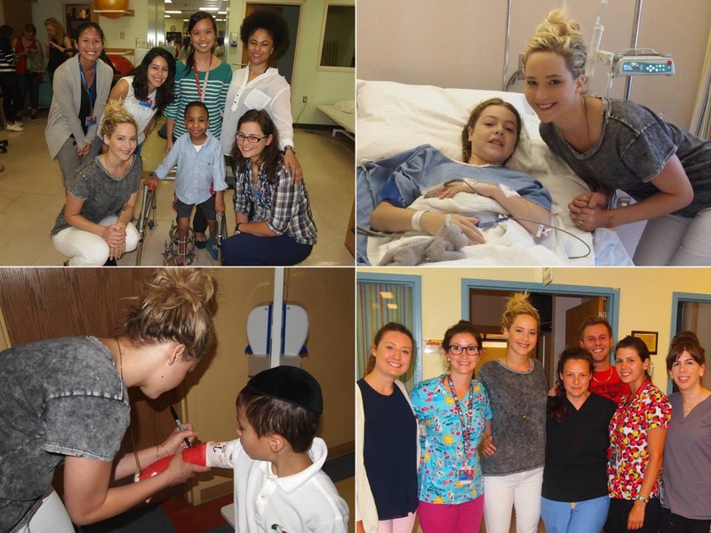 Дженнифер Лоуренс посещает маленьких пациентов в одной из больниц Канады